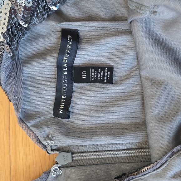 NWOT WHITE HOUSE BLACK MARKET GUNMETAL SEQUIN KNEE LENGTH Gray/Silver  SIZE 00 - Picture 13 of 13